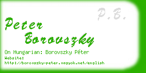 peter borovszky business card